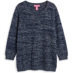 Woman Within Navy & Heather Grey Marled Knit Oversized Sweater - Size Large